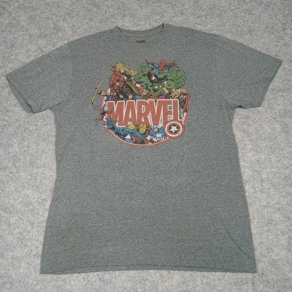Marvel Shirt Mens Large Gray Avengers Graphic Short Sleeve Superhero Tee